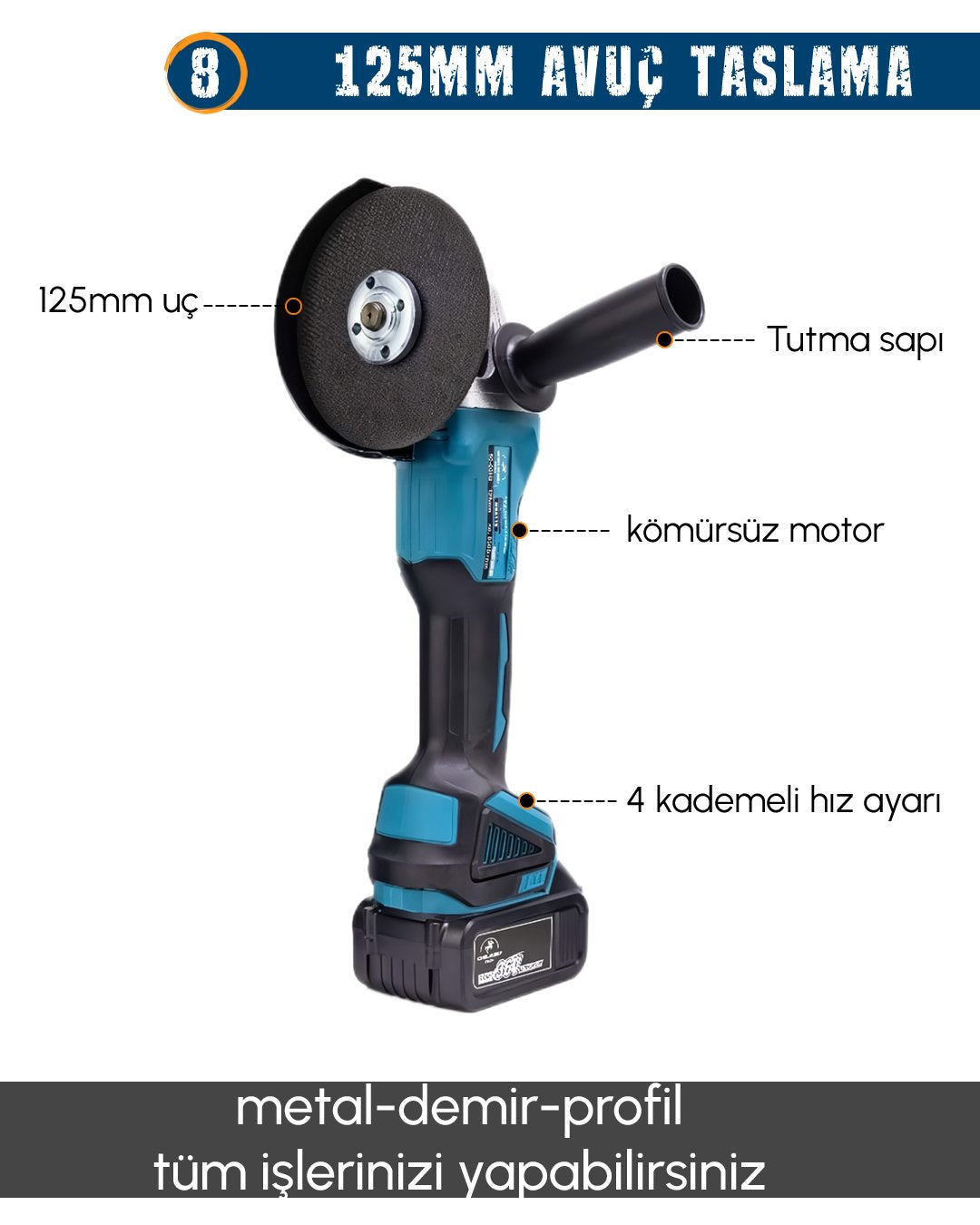 CHELİKBEİ EEA389 Akülü 10 LU Set (Led Işık +Lazer Metre +Somun Sıkma + Dekupaj + Oto Yıkama + Sunta Kesme + Darbeli Vidalama + Spral + Kırıcı Delici Matkap + Çok Fonksiyonlu Taşlama)