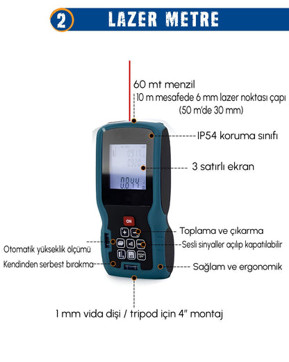 CHELİKBEİ EEA389 Akülü 10 LU Set (Led Işık +Lazer Metre +Somun Sıkma + Dekupaj + Oto Yıkama + Sunta Kesme + Darbeli Vidalama + Spral + Kırıcı Delici Matkap + Çok Fonksiyonlu Taşlama)