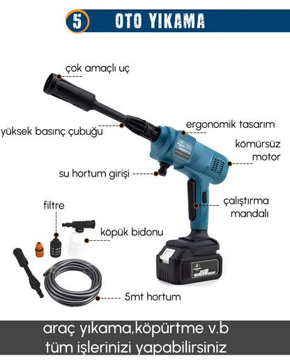 CHELİKBEİ EEA389 Akülü 10 LU Set (Led Işık +Lazer Metre +Somun Sıkma + Dekupaj + Oto Yıkama + Sunta Kesme + Darbeli Vidalama + Spral + Kırıcı Delici Matkap + Çok Fonksiyonlu Taşlama)